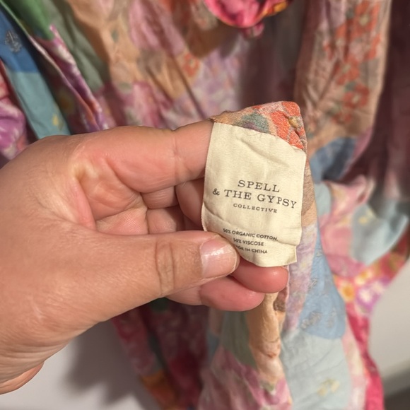 Spell Floral Multicolor Freda Patchwork Kimono Robe in Lolly - Picture 6 of 12